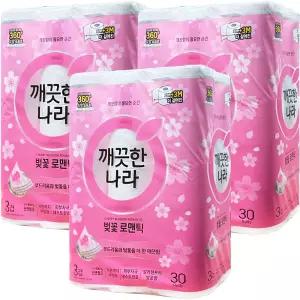 깨끗한나라 깨끗하ㄴ나라 벚꽃 로맨틱 3겹 30M 30롤 3개