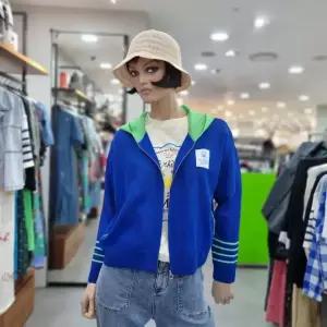 베네통/애플아울렛/백 물고기 자수 후드 배색 가디건/BAKCB4531