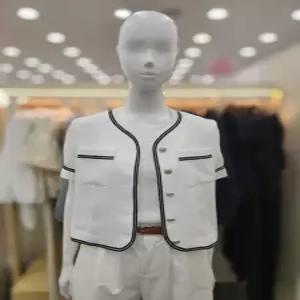 플라스틱아일랜드 브이넥 배색트위드 자켓 PQ2WJ481_DJ