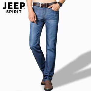 JEEP SPIRIT 봄 여름 얇은 남성 청바지 슬림 스트레이트 탄성 대형 사이즈 바지