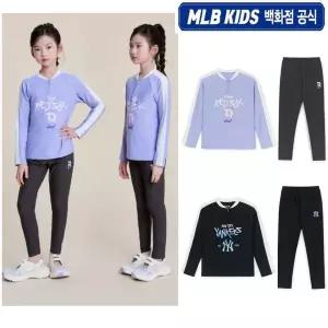 [MLB키즈](타임스퀘어점패션관)(백화점공식) 25SS 베이직 반집업 래쉬가드 세트 뉴욕양키스 7ASWB2153 ...