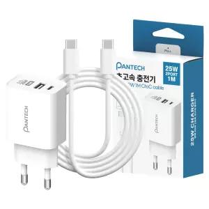 팬택 25W 2포트 초고속충전기 PD GaN 멀티충전 CtoC 1m케이블포함
