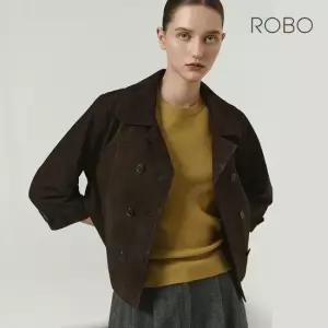 로보 [최초가 499 000원] 25FW 이태리 스웨이드 더블 크롭자켓