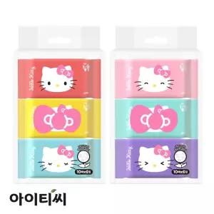 헬로키티 포켓핏 미니 물티슈 휴대용 생분해 물티슈(10매) 6입X2개