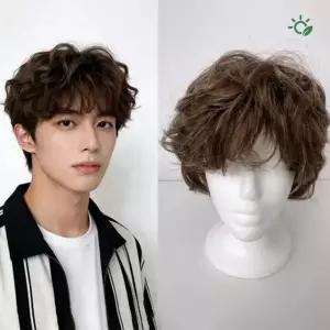 남자 통가발 짧은 웨이브 자연스러운 남성 패션 가발