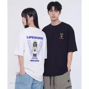 [라이프워크](대구신세계)공용) 로고 W 스탠딩 힙독 반팔 티셔츠 LW232TS086