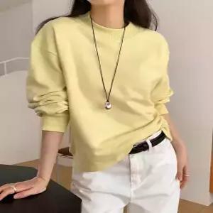 [루엣] MADE 펠린 루즈핏 라운드 하이넥 베이직 긴팔 맨투맨 - 3color (오버핏/출근룩/데일리룩)