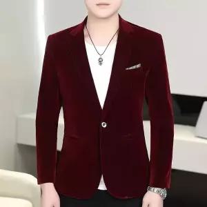 남자 캐주얼 오피스룩 데일리 벨벳 아이템 정장자켓 코트 트렌디 싱글 정장 HT1