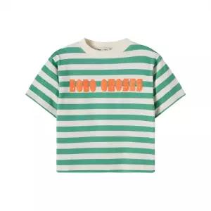 [BOBO CHOSES] 키즈 로고 프린트 모던 스트라이프 티셔츠 오프화이트 B126AC136 199