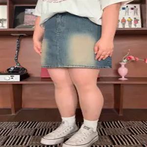 빈티지 워싱 H라인 데님 스커트 (S~3XL)