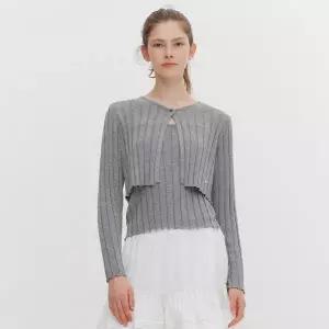 [마리끌레르](의정부점)골지 슬리브리스 가디건 세트(MAGASU03MGY)