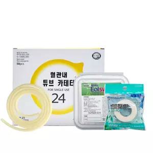 IV 정맥주사 실습세트 (신창 정맥카테타 24G+이올스왑 벌크 100매입+종이반창고+고무줄 토니켓 1m)