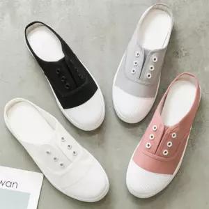 여자 봄여름 시원한 데일리 끈없는 뮬 슬립온 스니커즈