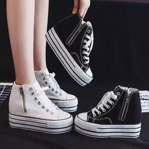 [베리슈]캔버스화 9.5cm 하이 로우 2가지 디자인 키높이 스니커즈 운동화 하이탑 스탠딩화 봄 여름 가을컨