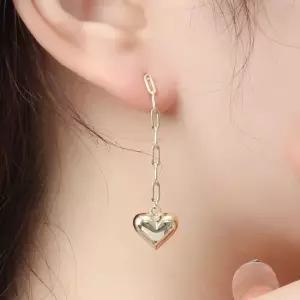 하트 체인 귀걸이 여성 실버 핸드메이드 925 스터드 골드이어링 실버925이어링 일자귀걸이