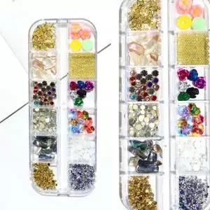 KQH889 트윙클 네일아트 보석 스톤 12칸 (10통 묶음)