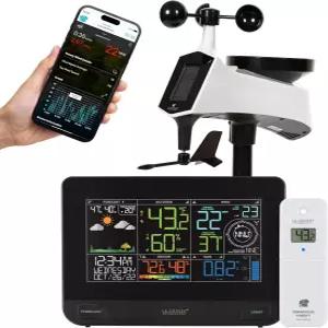 원격 모니(400피트 범위) 바람 및 강우 게 온도 습도 센서 예측 기능이 있는 로스 기술 스마트 와이파이