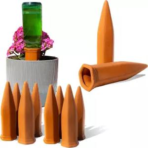 10팩 천연 자가 급수 스파이크 - 테라코타 실내 및 실외용 자동 식물 급수기