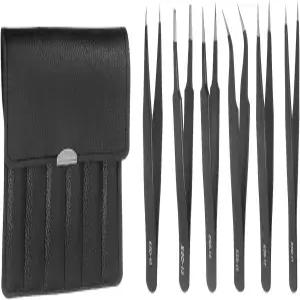 uxcell 6pcs 정밀 핀셋 세트 정전기 방지 비자성 스테인리스 스틸 ESD 전자 실험실 산업용 DIY용 파인
