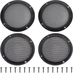 OLYCRAFT 4세트 오디오 스피커 커버 메쉬 6.5인치 그릴 플랫 원형 장식용 원 캐비닛 홈 자동차 전기영동