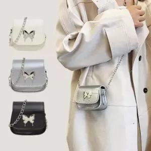 고급 여성 클러치 초미니백 크로스백 스몰 가방 핸드백 나비미니백 숄더백 실버 하객룩 체인백