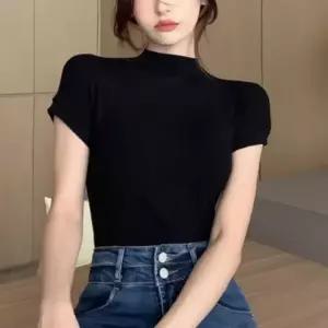 반폴라 목폴라 여름 여성 무지 베이직 이너 슬림핏 반팔