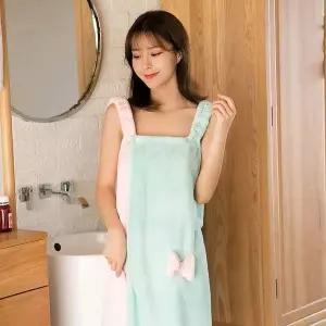 투톤 XCU558A3 컬러 여자 리본 랩 스커트 샤워가운 목욕가운