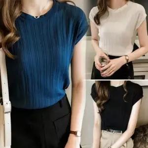 여자 여름 플 루즈 시원한 쿨 니트 민소매 나시