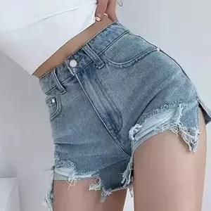 트렌디한 찢어진 치마 바지 여성 여름 밴딩 팬츠 스타일리시한 외출복 반바지