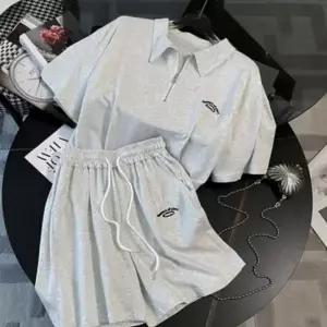 여성 캐주얼 반팔 반집업 하프집업 반바지 숏팬츠 세트