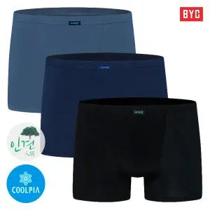 BYC 남성팬티 쿨피아 인견 단색 드로즈팬티 3매입