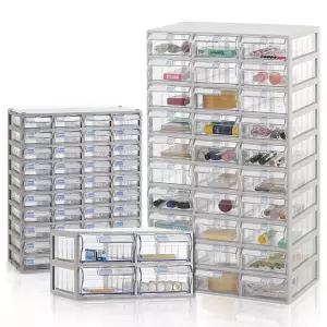 [국산 완제품] 모아이샵 다용도 투명수납함 4칸~40칸 장난감정리함 서랍장 블럭 장난감 팬트리 보관 비즈 파츠 탑꾸 책상 수납박스 사무용품정리