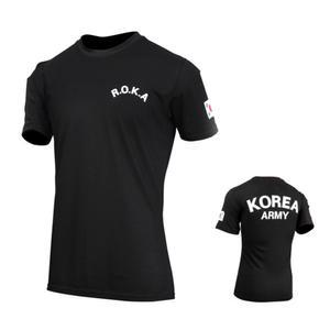 면 스판덱스 ROKA 로카 검정 반팔 군인 군대 군용 티셔츠