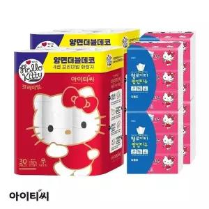 [헬로키티] 4겹 프리미엄세트(프리미엄레드60롤 + 팝업티슈12팩)