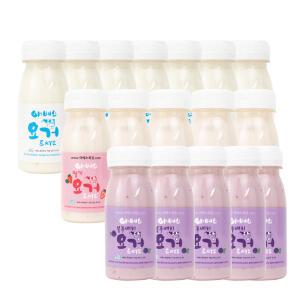 야베스목장 요거트 150ml (플레인 7개, 딸기 5개, 블루베리 5개) 과일 세트 식사대용 어린이간식 유산균 가족건강