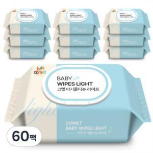 코멧 아기 물티슈 라이트 캡형, 40g, 100개입, 60개 one option