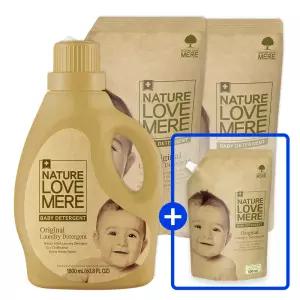 네이쳐러브메레  아기 세탁세제 용기 1800ml 1개 + 세제리필 1300ml 2팩 (GIFT) 500ml 오리지널향 리필 1팩더 총4팩