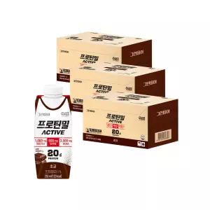 정식품 그린비아 프로틴밀 액티브 초코 250ml 54팩 단백질 영양음료 간식 아침식사 식사대용 간편 먹기좋은
