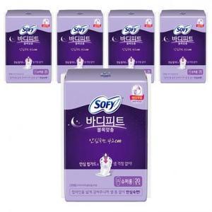 쏘피 바디피트 볼록맞춤 생리대 날개형, 오버나이트이상, 20개입, 5개 one opti
