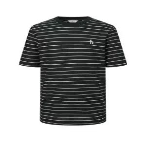 헤지스 남성 25SS [AIRY TWILL] 차콜 트윌조직 스트라이프 반팔 티셔츠 HZTS5B505CG