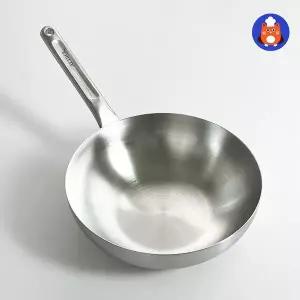 국산 무연마제 스텐웍 통5중 스탠 인덕션 볶음팬 궁중팬 에테르 28cm, 실버