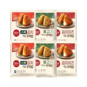 CJ제일제당 햇반 쿡반 주먹밥 베스트 3종 6봉 세트 스팸김치x2+불고기x2+김치치즈x2)