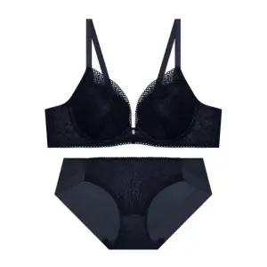 트라이엄프 레이스 소프트 와이어 커버업 네이비 브라 팬티 세트