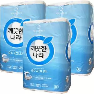 깨끗한나라 순수 시그니처 3겹 28m 30롤 3팩