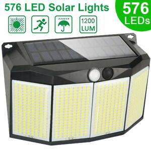 576 LED 야외 태양 광 조명 모션 센서 3 가지 모드 외부 통로 정원 차고 램프에 대 한 방수 보안 홍수 조명