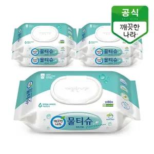 [깨끗한나라] 물티슈 편백 민트 캡형 80매 5개