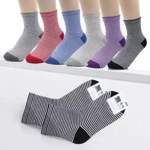 국산 여성 중목양말 10켤레 세트 무압박 잔줄무늬 캐주얼 패션양말 학생