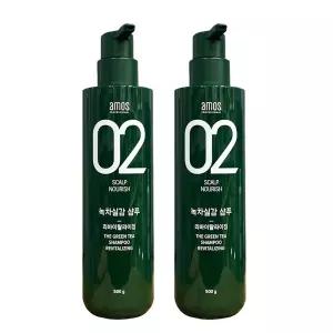 아모스 녹차실감 샴푸 리바이탈라이징 500g 2개 세트