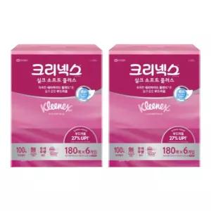 크리넥스 미용티슈 실크소프트 플러스 180매 X 6입 2개
