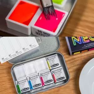 쉬민케 호라담 수채 Aquarell NEON (네온) Set 1/2 pan 5색세트 (형광 고체)
